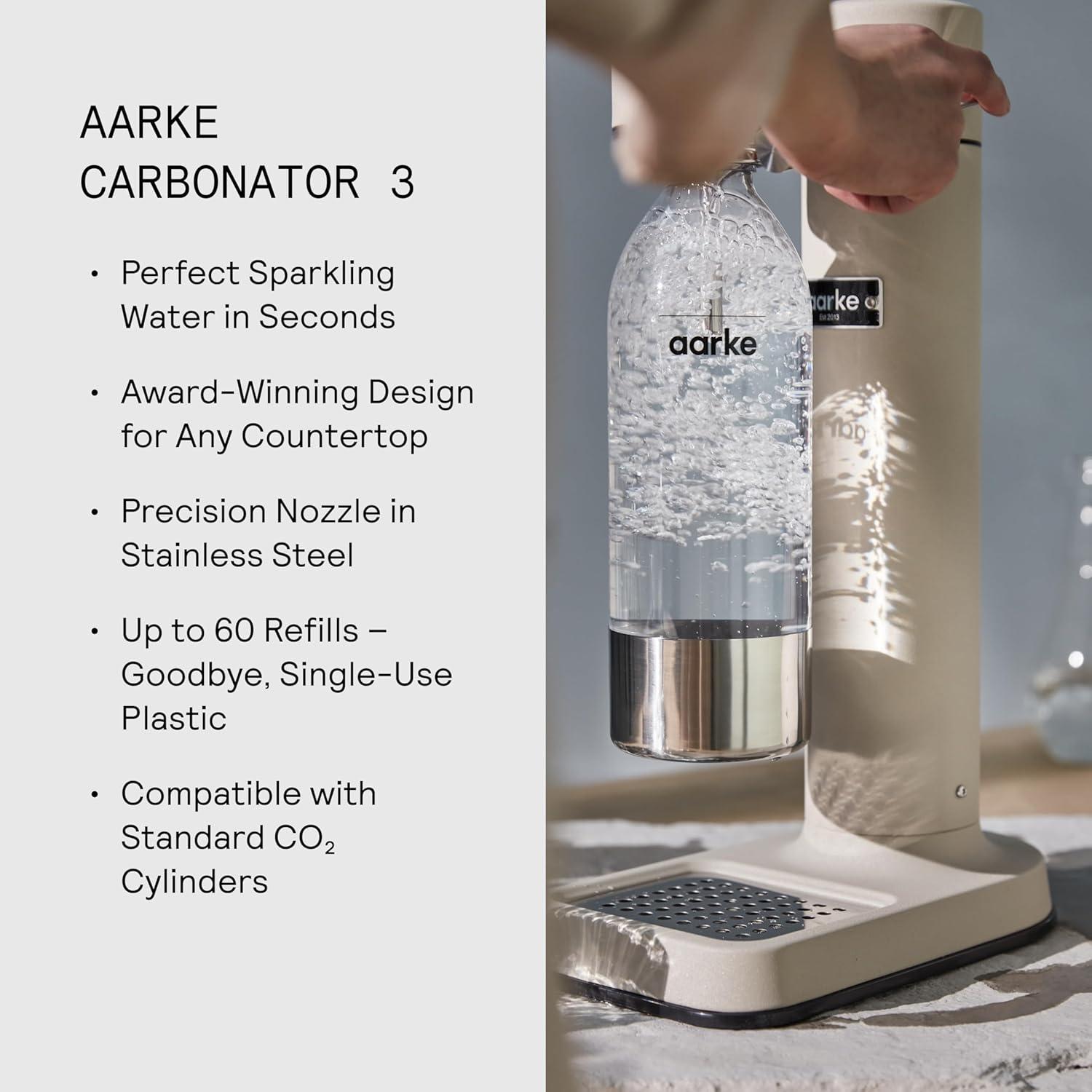 image:imageAarke Carbonator lll Sparkling amp Carbonation Water Machine Stainless Steel with PET BPAFree Reusable Bottle Volume 1L34 fl oz BurgundyAAC3Sand