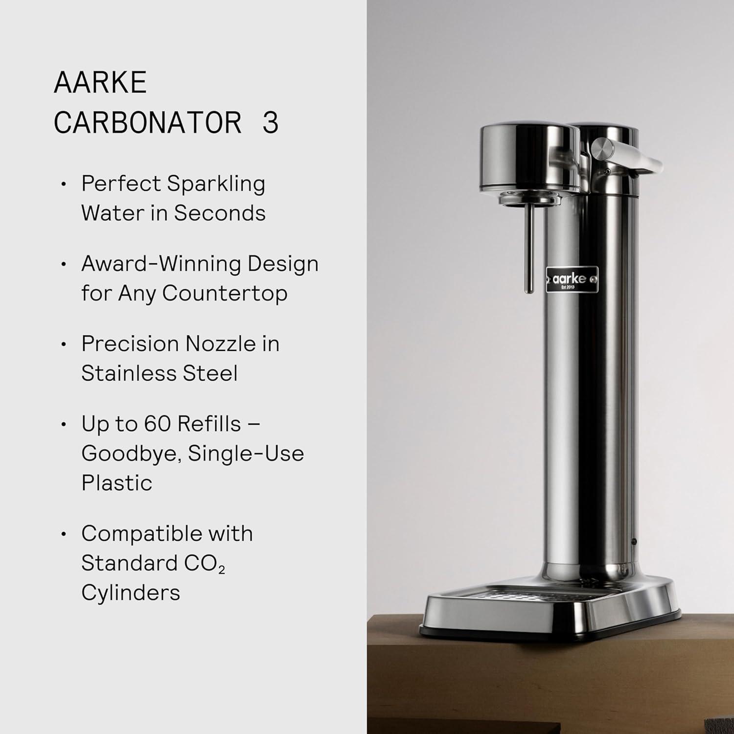image:imageAarke Carbonator lll with CO2 Cylinder Sparkling amp Carbonation Water Machine Stainless Steel with PET BPAFree Reusable Bottle Volume 1L34 fl oz Matte WhiteAAC3Stainless Steel