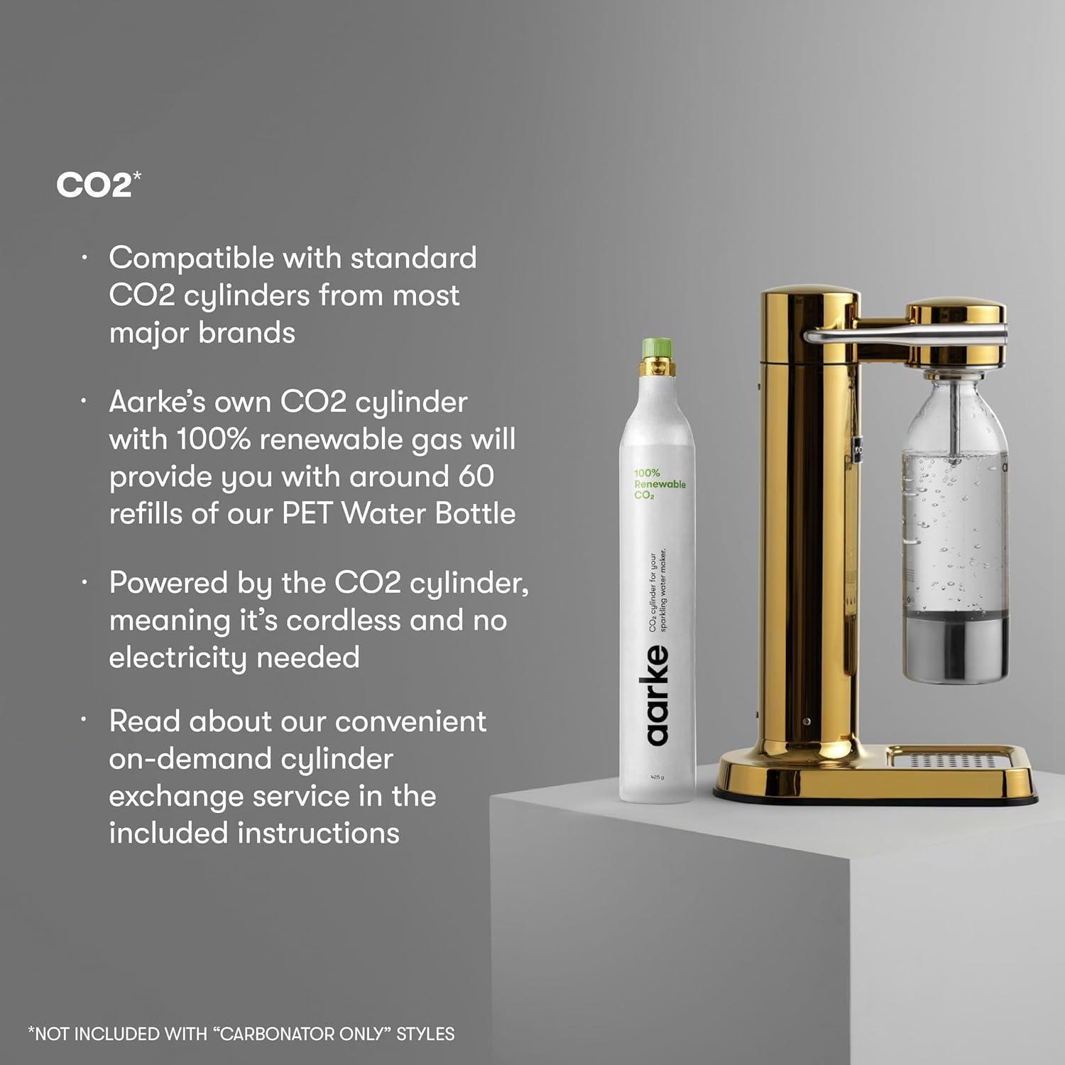image:imageAarke Carbonator lll with CO2 Cylinder Sparkling amp Carbonation Water Machine Stainless Steel with PET BPAFree Reusable Bottle Volume 1L34 fl oz Matte WhiteAAC3Gold