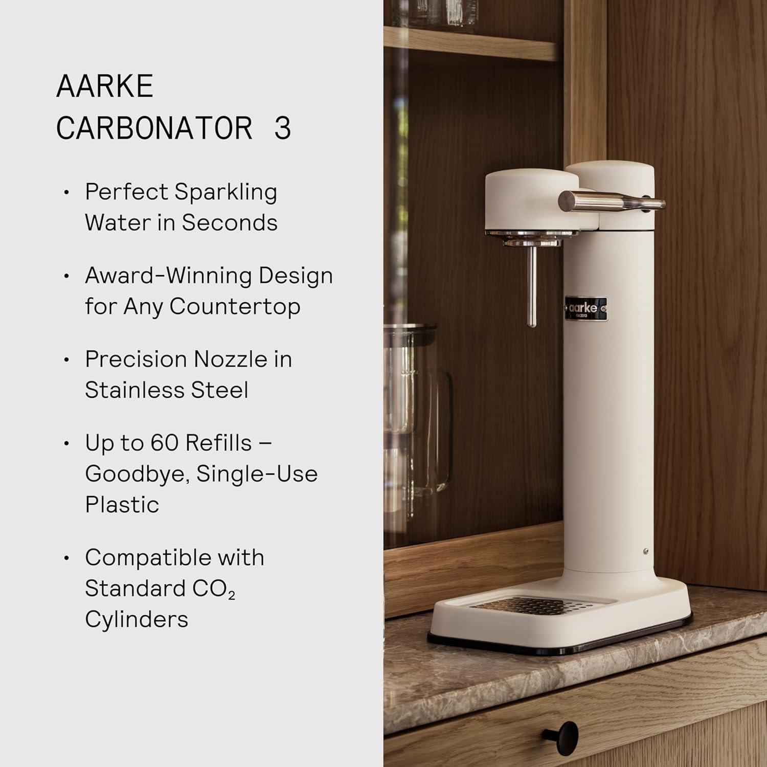 image:imageAarke Carbonator lll with CO2 Cylinder Sparkling amp Carbonation Water Machine Stainless Steel with PET BPAFree Reusable Bottle Volume 1L34 fl oz Matte WhiteAAC3Matte White
