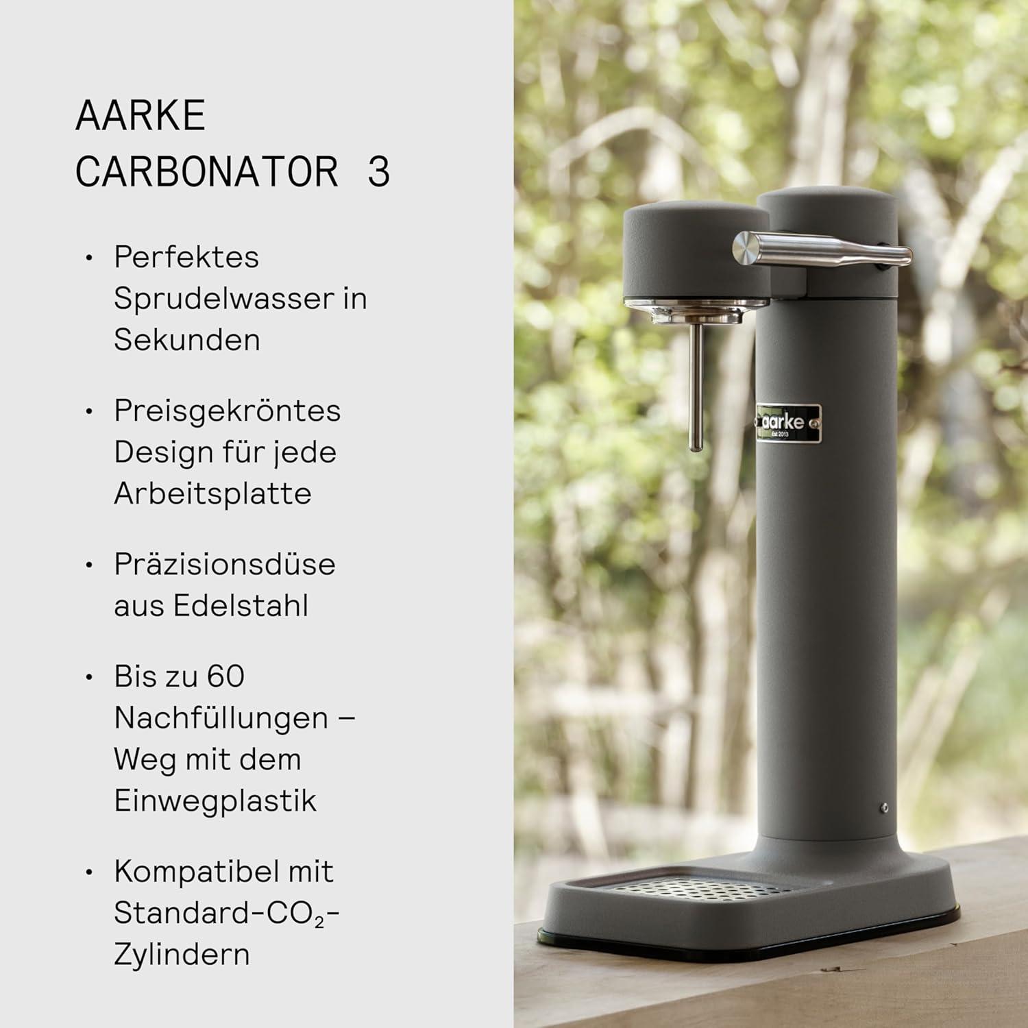 image:imageAarke Carbonator lll with CO2 Cylinder Sparkling amp Carbonation Water Machine Stainless Steel with PET BPAFree Reusable Bottle Volume 1L34 fl oz Matte WhiteAAC3Matte Grey