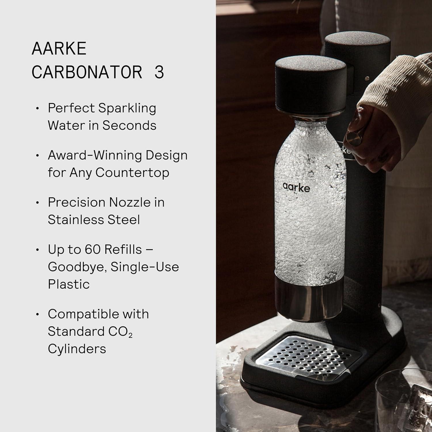 image:imageAarke Carbonator lll with CO2 Cylinder Sparkling amp Carbonation Water Machine Stainless Steel with PET BPAFree Reusable Bottle Volume 1L34 fl oz Matte WhiteAAC3Matte Black