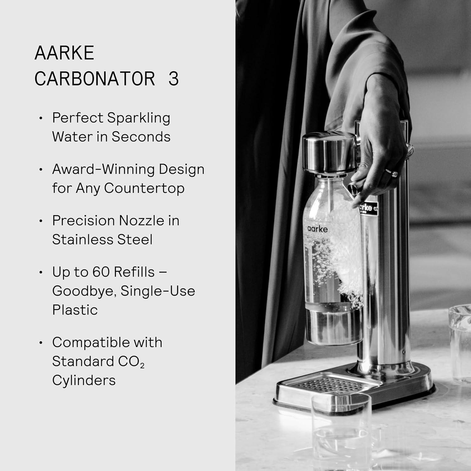 image:imageAarke Carbonator lll with CO2 Cylinder Sparkling amp Carbonation Water Machine Stainless Steel with PET BPAFree Reusable Bottle Volume 1L34 fl oz Matte WhiteAAC3Gold