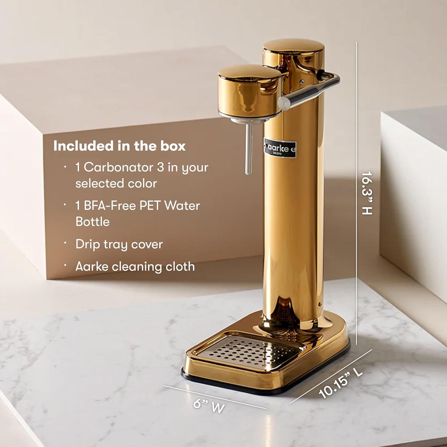 image:imageAarke Carbonator lll with CO2 Cylinder Sparkling amp Carbonation Water Machine Stainless Steel with PET BPAFree Reusable Bottle Volume 1L34 fl oz Matte WhiteAAC3Gold