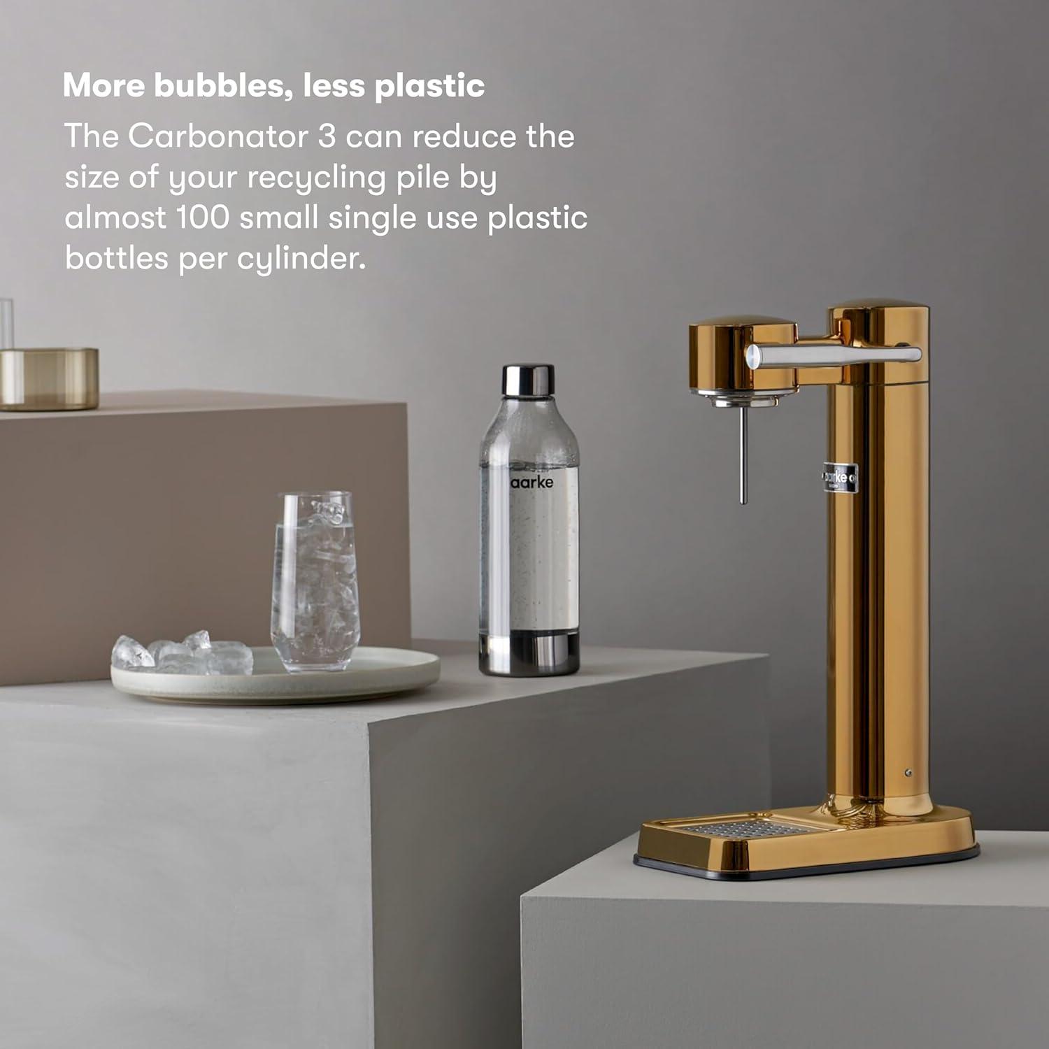 image:imageAarke Carbonator lll with CO2 Cylinder Sparkling amp Carbonation Water Machine Stainless Steel with PET BPAFree Reusable Bottle Volume 1L34 fl oz Matte WhiteAAC3Gold