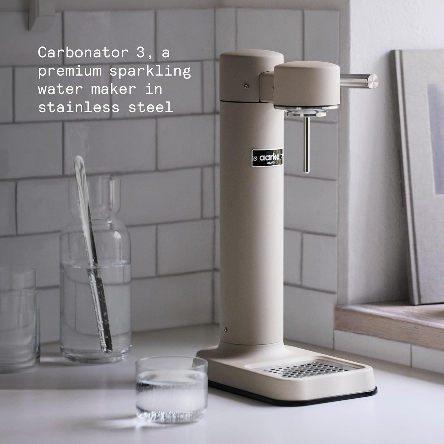 image:imageAarke Carbonator lll with CO2 Cylinder Sparkling amp Carbonation Water Machine Stainless Steel with PET BPAFree Reusable Bottle Volume 1L34 fl oz Matte WhiteAAC3Sand