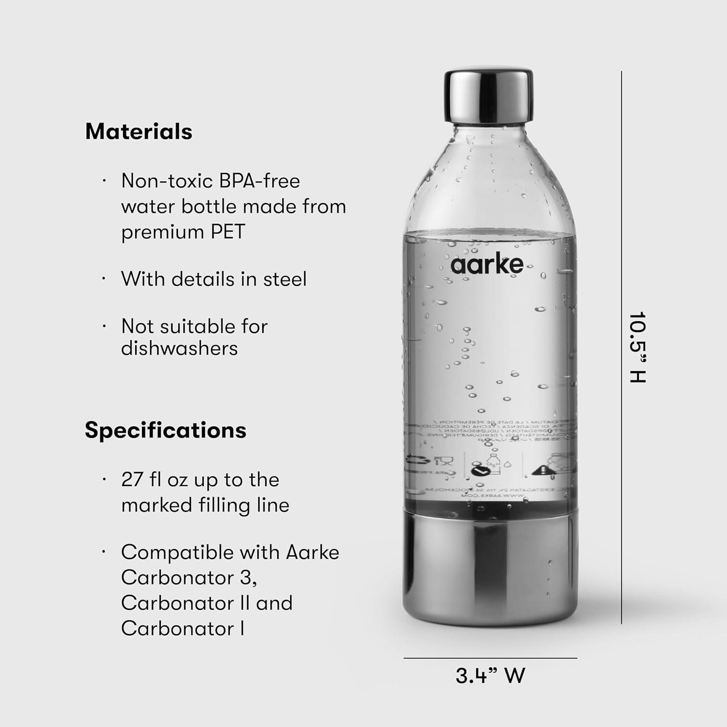 image:imageAarke Extra PET Stainless Steel Reusable Bottle for Carbonator l ll and 3 BPAFree and NonToxic 1L34 fl oz 2Pack1L34 fl oz