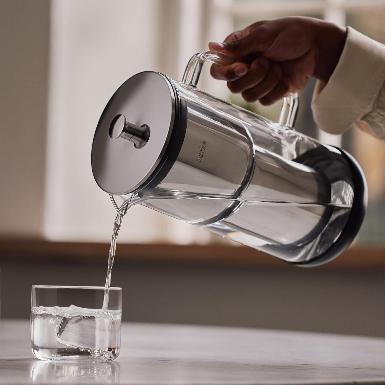 image:imageAarke Purifier Glass Water Pitcher Refillable Stainless Steel Filter 8Weeks Performance BPAFree Dishwasher Safe Pure amp Enriched Refill Granules 118L 5 Cups Capacity5 Cups 118L Enriched Bundle