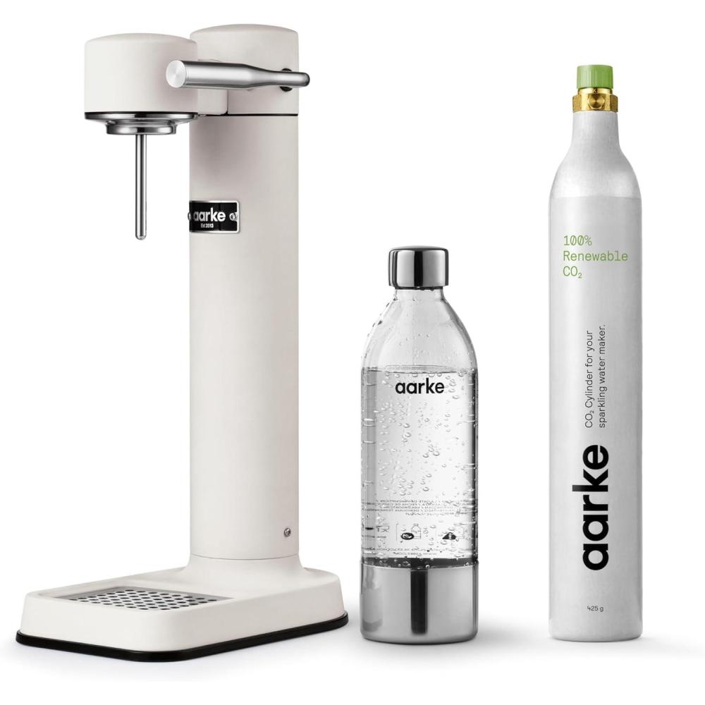 image:imageAarke Carbonator lll Sparkling amp Carbonation Water Machine Stainless Steel with PET BPAFree Reusable Bottle Volume 1L34 fl oz BurgundyAAC3Matte White