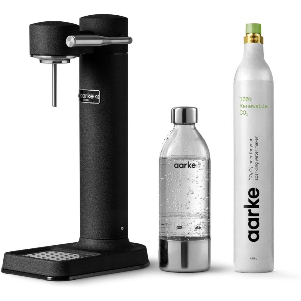 image:imageAarke Carbonator lll with CO2 Cylinder Sparkling amp Carbonation Water Machine Stainless Steel with PET BPAFree Reusable Bottle Volume 1L34 fl oz Matte WhiteAAC3Matte Black