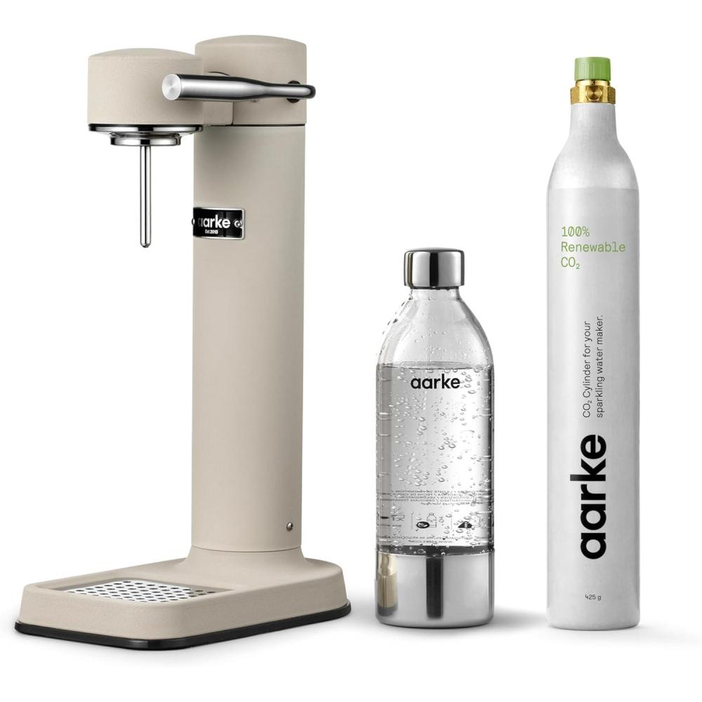 image:imageAarke Carbonator lll with CO2 Cylinder Sparkling amp Carbonation Water Machine Stainless Steel with PET BPAFree Reusable Bottle Volume 1L34 fl oz Matte WhiteAAC3Sand
