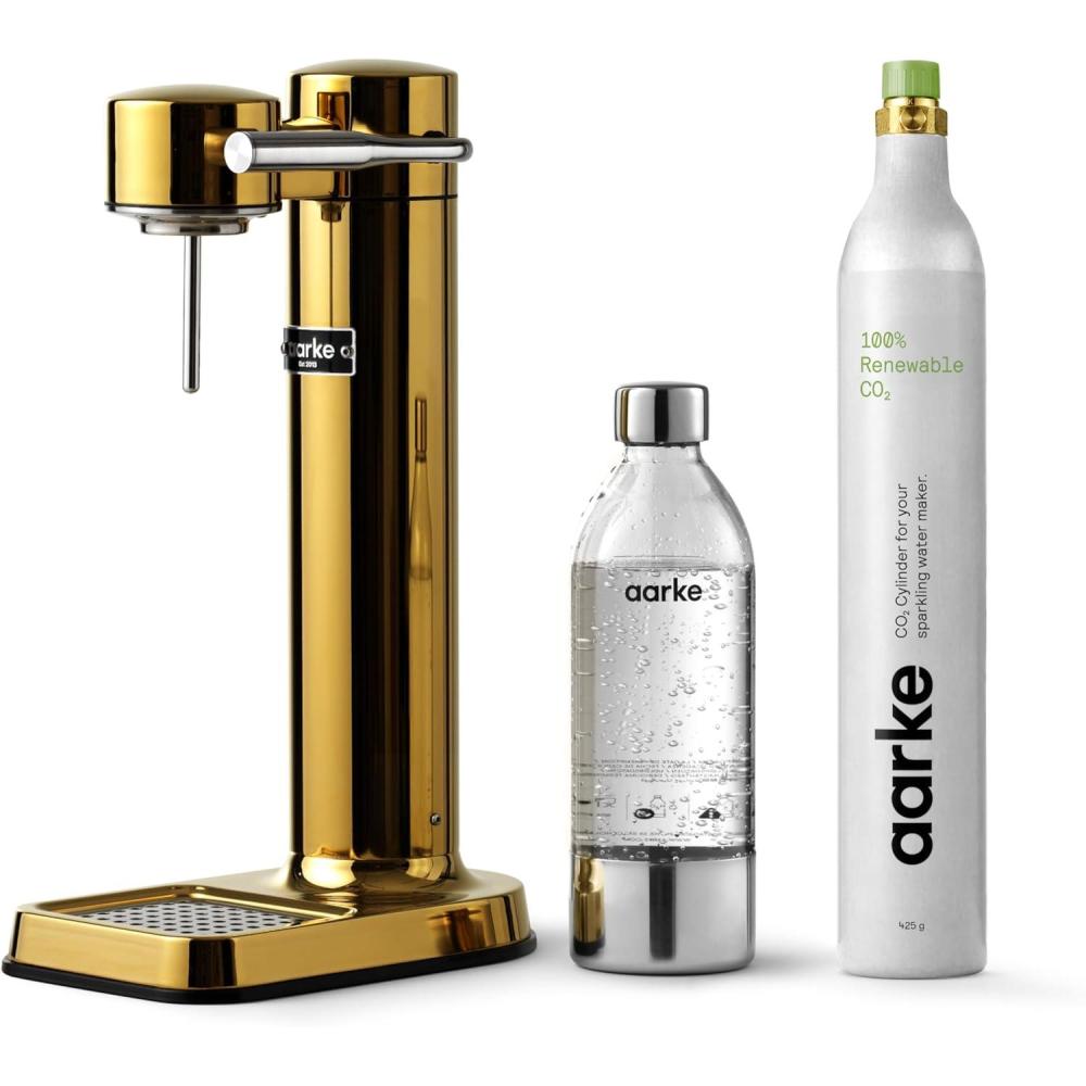 image:imageAarke Carbonator lll with CO2 Cylinder Sparkling amp Carbonation Water Machine Stainless Steel with PET BPAFree Reusable Bottle Volume 1L34 fl oz Matte WhiteAAC3Gold