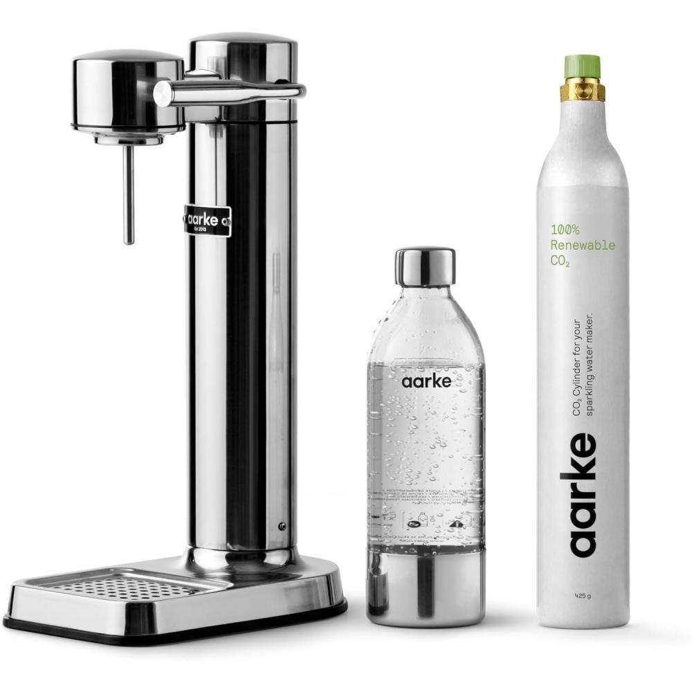 image:imageAarke Carbonator lll with CO2 Cylinder Sparkling amp Carbonation Water Machine Stainless Steel with PET BPAFree Reusable Bottle Volume 1L34 fl oz Matte WhiteAAC3Stainless Steel