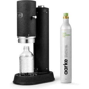 Aarke Carbonator Pro, Sparkling & Carbonation Water Machine, Stainless Steel with Glass Reusable Bottle Volume 800 mL/27 fl oz (Matte Black)(AACPRO Matte Black)
