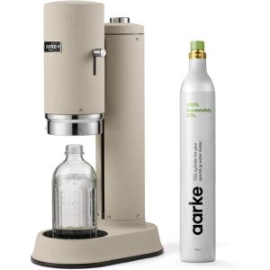 Aarke Carbonator Pro, Sparkling & Carbonation Water Machine, Stainless Steel with Glass Reusable Bottle Volume 800 mL/27 fl oz (Matte Black)(AACPRO Sand)