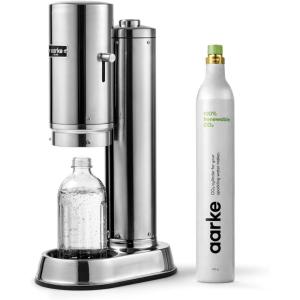 Aarke Carbonator Pro, Sparkling & Carbonation Water Machine, Stainless Steel with Glass Reusable Bottle Volume 800 mL/27 fl oz (Matte Black)(AACPRO Stainless Steel)