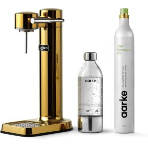 Aarke Carbonator lll, Sparkling & Carbonation Water Machine, Stainless Steel with PET BPA-Free Reusable Bottle Volume 1L/34 fl oz (Burgundy)(AAC3-Gold)
