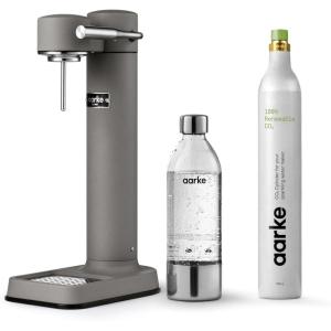 Aarke Carbonator lll, Sparkling & Carbonation Water Machine, Stainless Steel with PET BPA-Free Reusable Bottle Volume 1L/34 fl oz (Burgundy)(AAC3-Matte Grey)