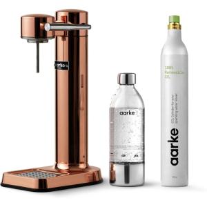 Aarke Carbonator lll with CO2 Cylinder, Sparkling & Carbonation Water Machine, Stainless Steel with PET BPA-Free Reusable Bottle Volume 1L/34 fl oz (Matte White)(AAC3-Copper)