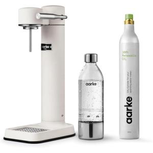 Aarke Carbonator lll with CO2 Cylinder, Sparkling & Carbonation Water Machine, Stainless Steel with PET BPA-Free Reusable Bottle Volume 1L/34 fl oz (Matte White)(AAC3-Matte White)