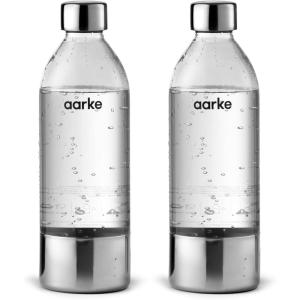 Aarke Extra PET Stainless Steel Reusable Bottle for Carbonator l, ll, and 3, BPA-Free and Non-Toxic, 1L/34 fl oz (2-Pack)(1L/34 fl oz (Pack of 2))