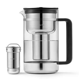 Aarke Purifier Glass Water Pitcher, Refillable Stainless Steel Filter, 8-Weeks Performance, BPA-Free, Dishwasher Safe, Pure & Enriched Refill Granules, 1.18L (5 Cups) Capacity(7 Cups / 1.66L – Standard)