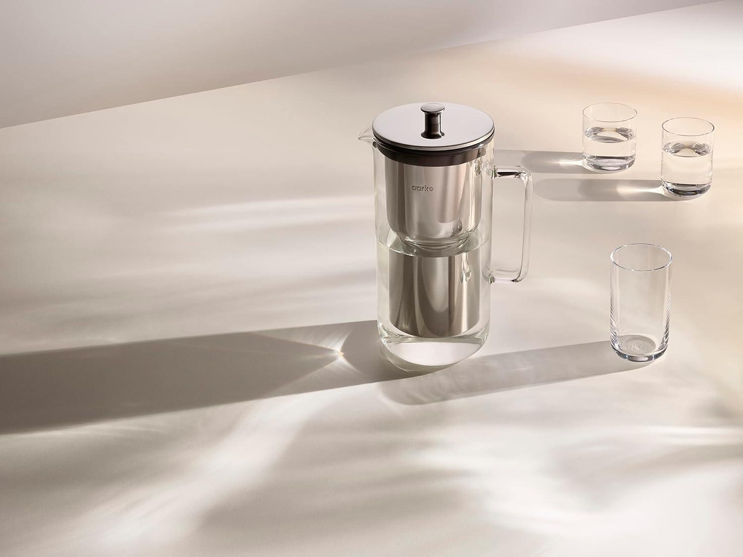 image:imageAarke Purifier Regular 118L Glass Pitcher Bundle wSteel Filter BPAFree 3 Enriched 1 Pure Granules Filters amp Adds Minerals5 Cups 118L Standard