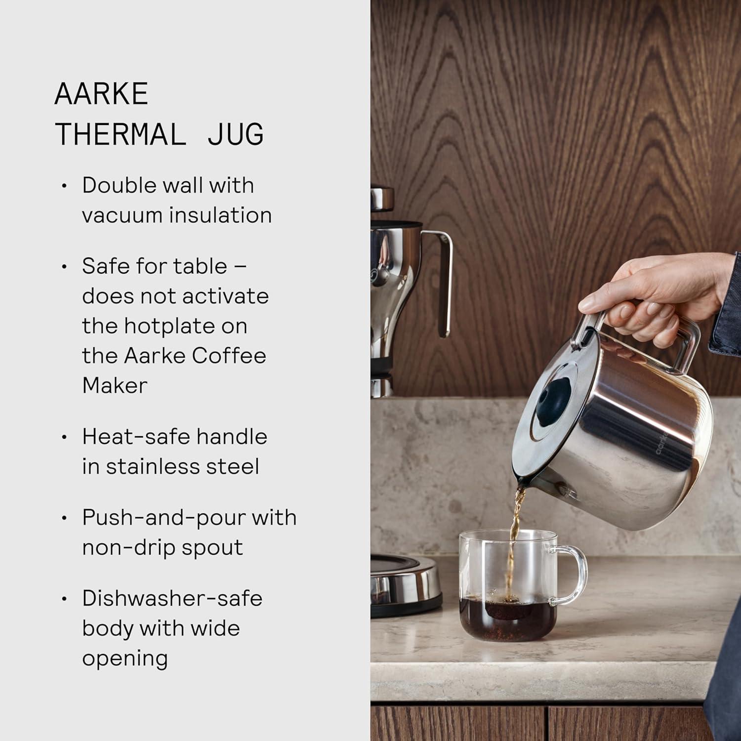 image:imageaarke Thermal Jug Premium DoubleWall Vacuum Insulated Stainless Steel Coffee Carafe with PushandPour Lid 10 Cup Capacity Seamless Integration Coffee MakerStainless