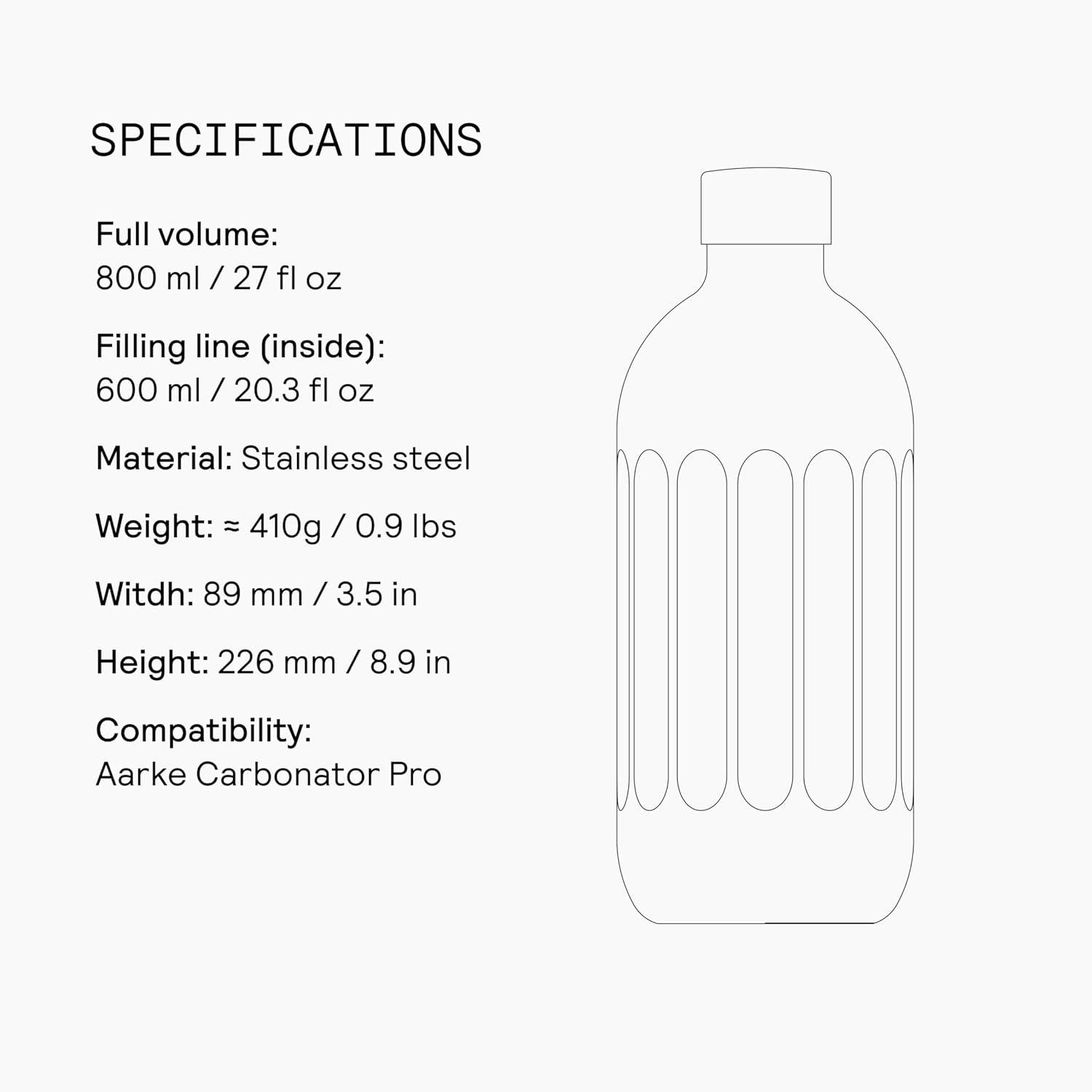 image:imageaarke ToGo Carbonator Pro Bottle Stainless Steel Insulated Travel Water Bottle with Lid Reusable 24 Hour Carbonation Compatible with Only Carbonator Pro 500 ml17 fl oz271 Ounces