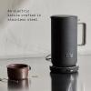 Aarke Stainless Steel Kettle – Perfect for Coffee and Tea Maker Enthusiasts, Non-Drip Spout, Double-Wall Construction, Dry Boil Protection, Heat-Safe Handle, LED Cool-Down Indicator, 1.2L (Steel)(Black)