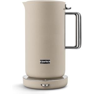 Aarke Stainless Steel Kettle – Perfect for Coffee and Tea Maker Enthusiasts, Non-Drip Spout, Double-Wall Construction, Dry Boil Protection, Heat-Safe Handle, LED Cool-Down Indicator, 1.2L (Steel)(Sand)